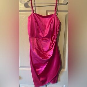Emerald Sundae Spaghetti Strap Hot Pink Dress
